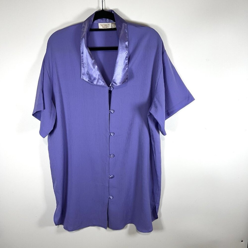 Victoria's Secret‎ Vintage Purple Button Up Night Shirt Women's Size M/L